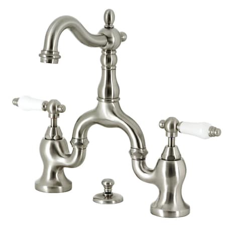 Kingston Brass Bridge Bathroom Faucet with Brass Pop-Up, Brushed Nickel KS7978PL